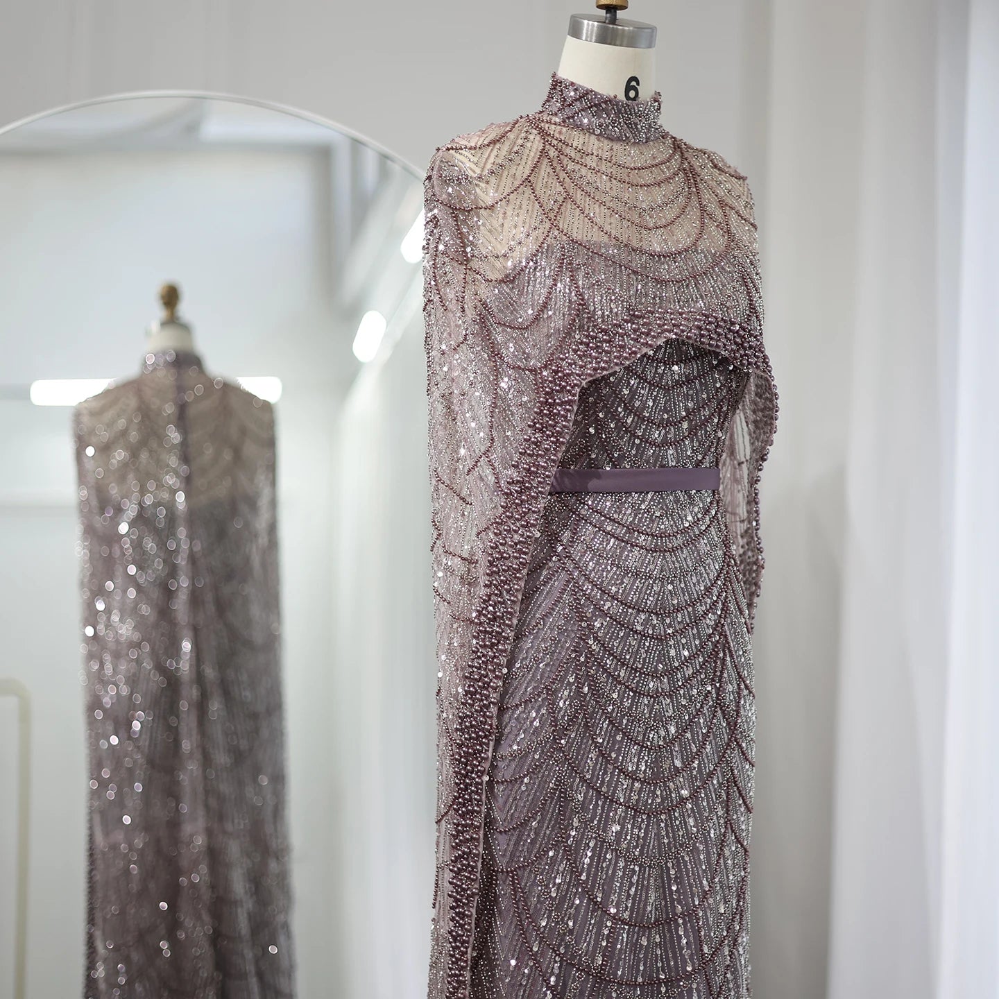 Sharon Said Luxury Pearls Dubai Champagne Evening Dresses