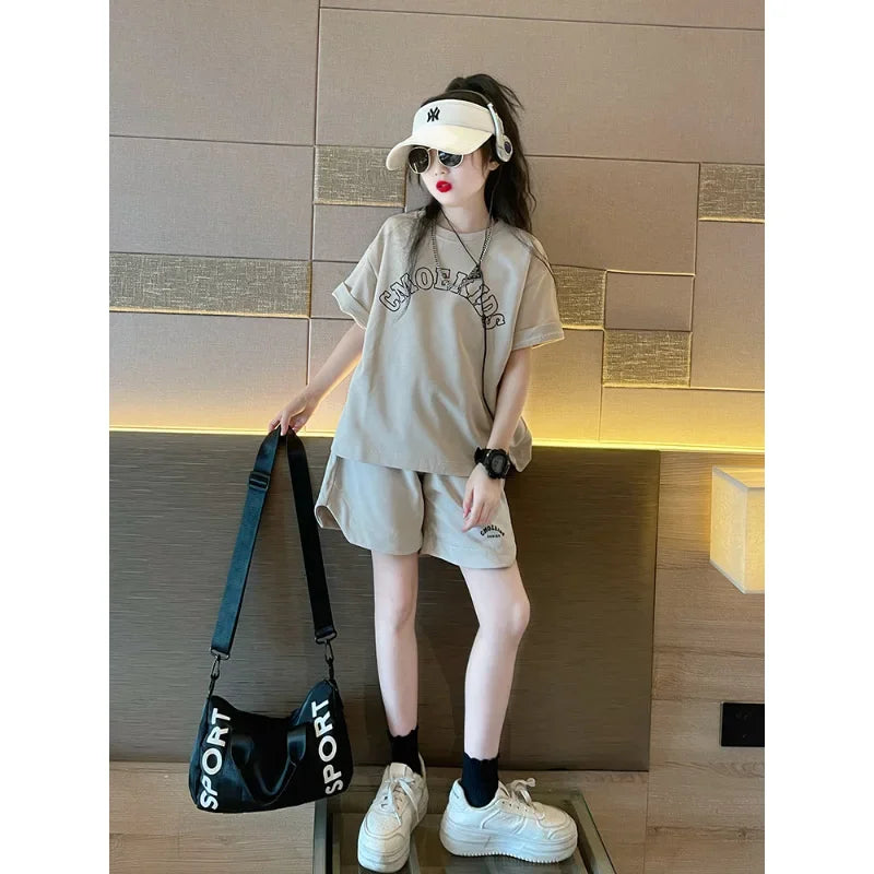 Girls' Summer Loose Short Sleeve Set