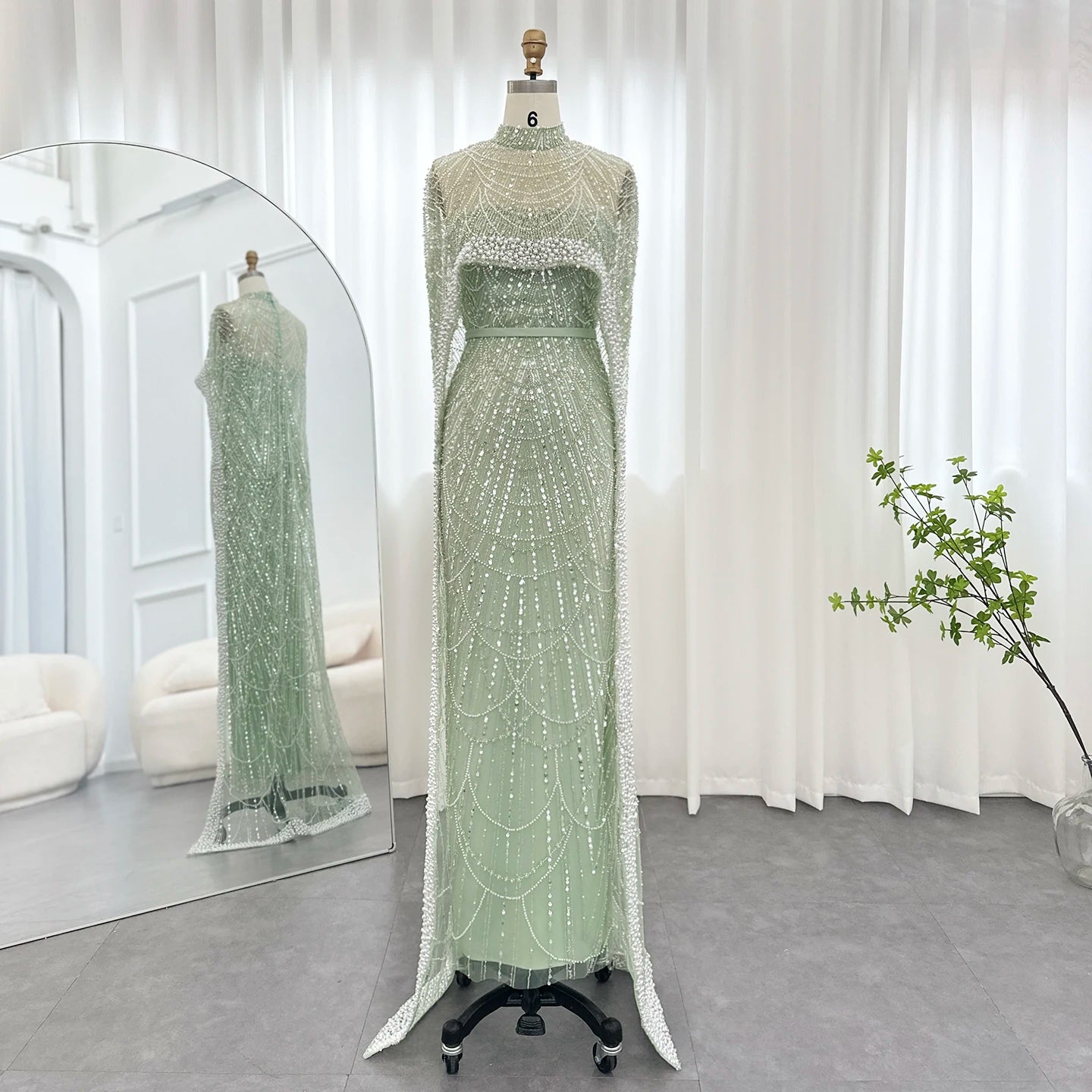 Sharon Said Luxury Pearls Dubai Champagne Evening Dresses