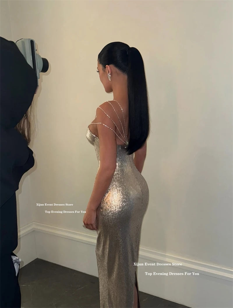 Xijun Sexy Silver Mermaid Evening Dresses