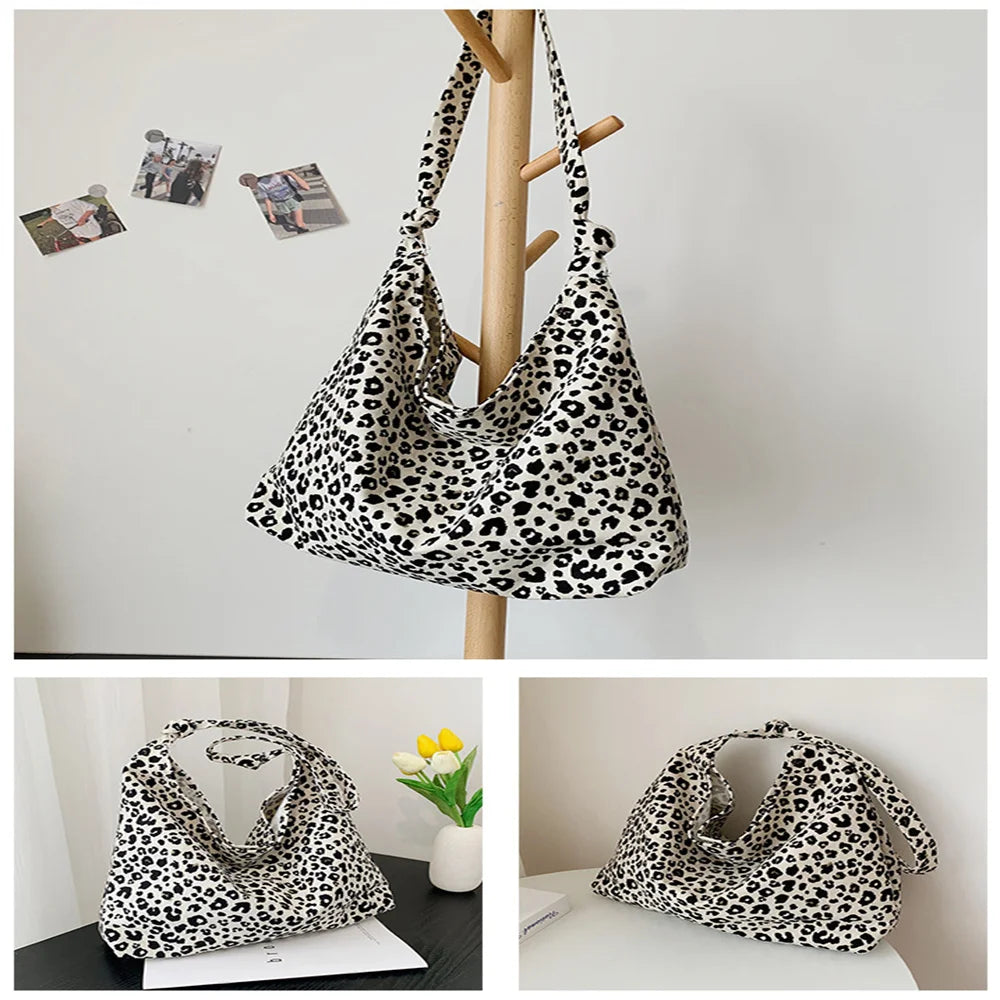 Luxury Leopard Print Canvas Tote Bag