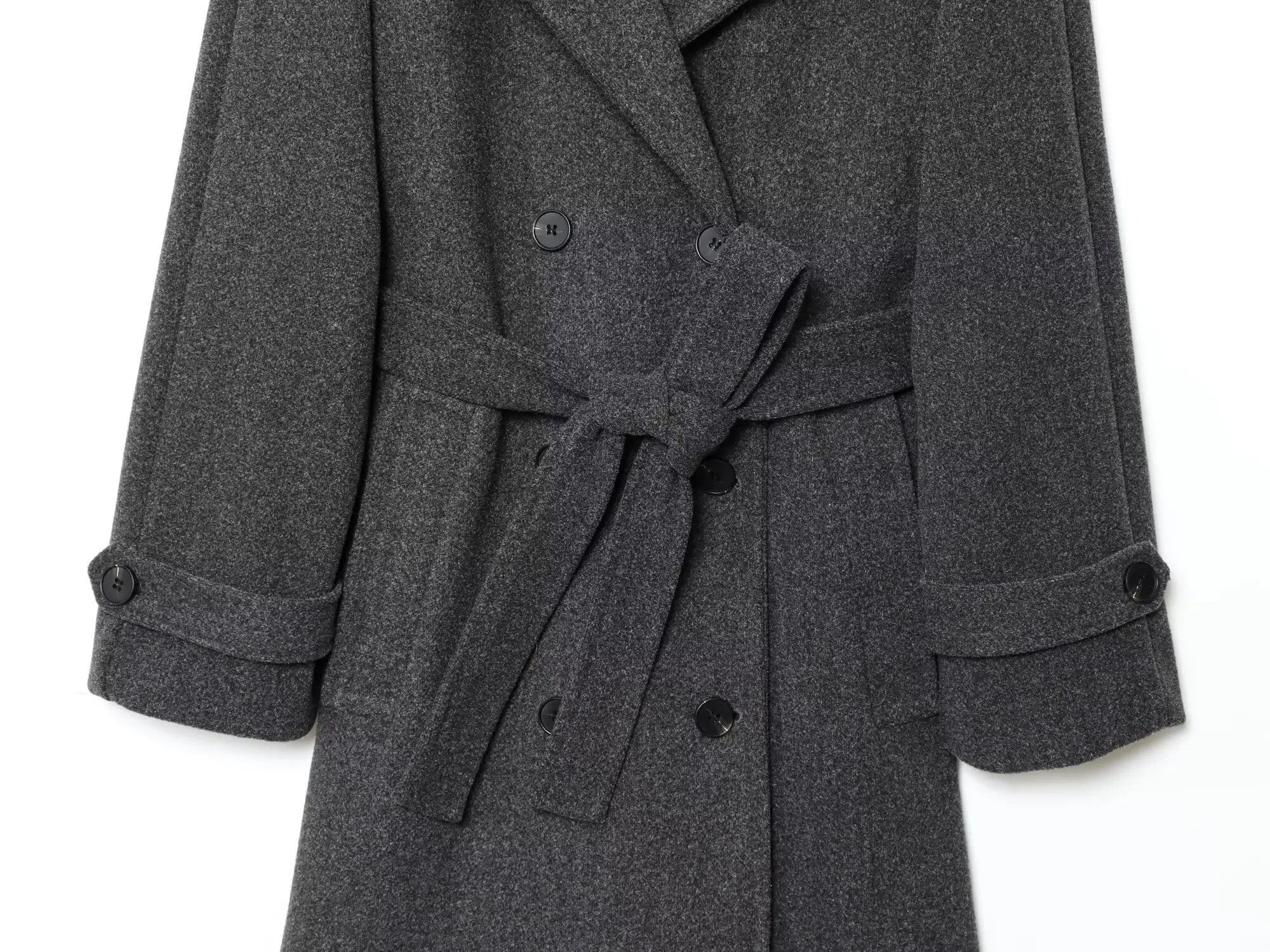 HH Women Fashion Lapel Double-breasted Pocket Belte