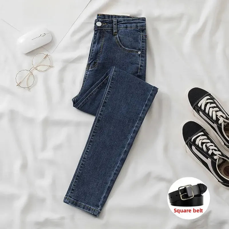 Black Grey Slimming Cropped Jeans