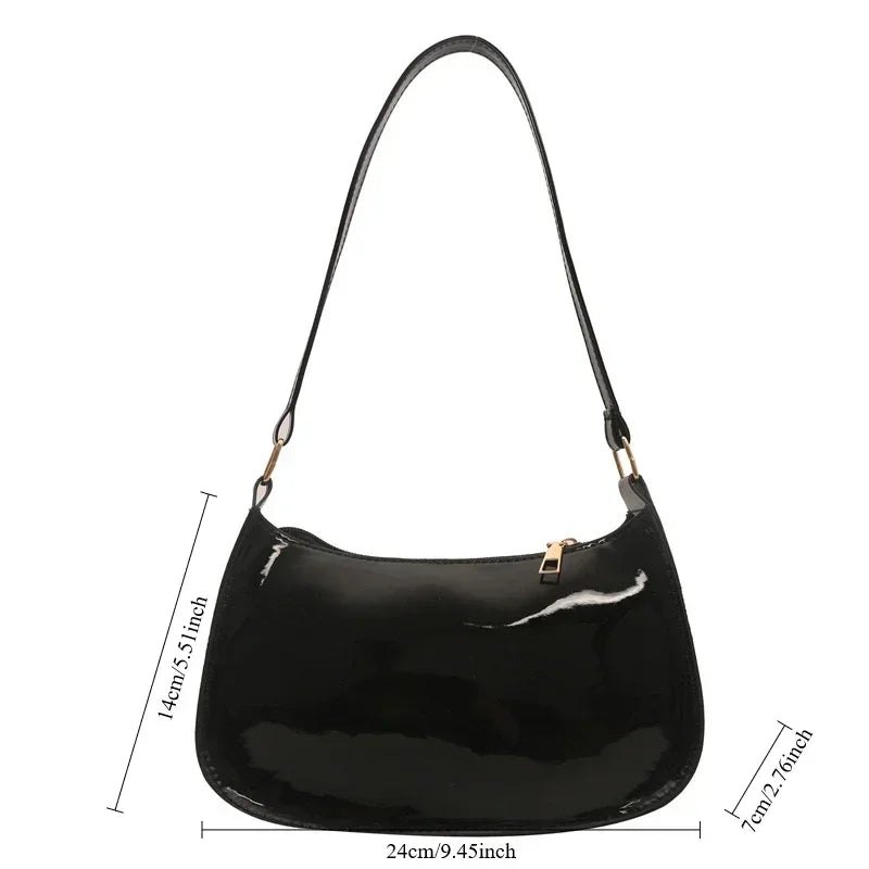 Women's Patent Leather Zipper Shoulder Bag
