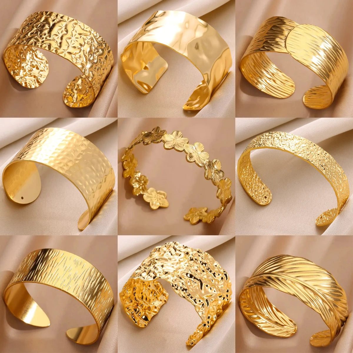 Vintage Irregular Wide Geometric Cuff Bracelet
