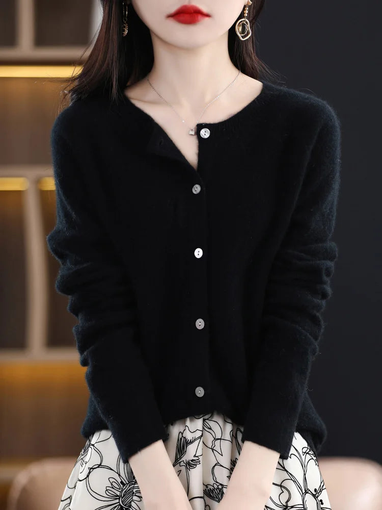 Addonee Women's 100% Merino Wool Cardigan