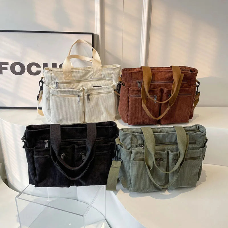 Velvet Corduroy Large Capacity Shoulder Bag