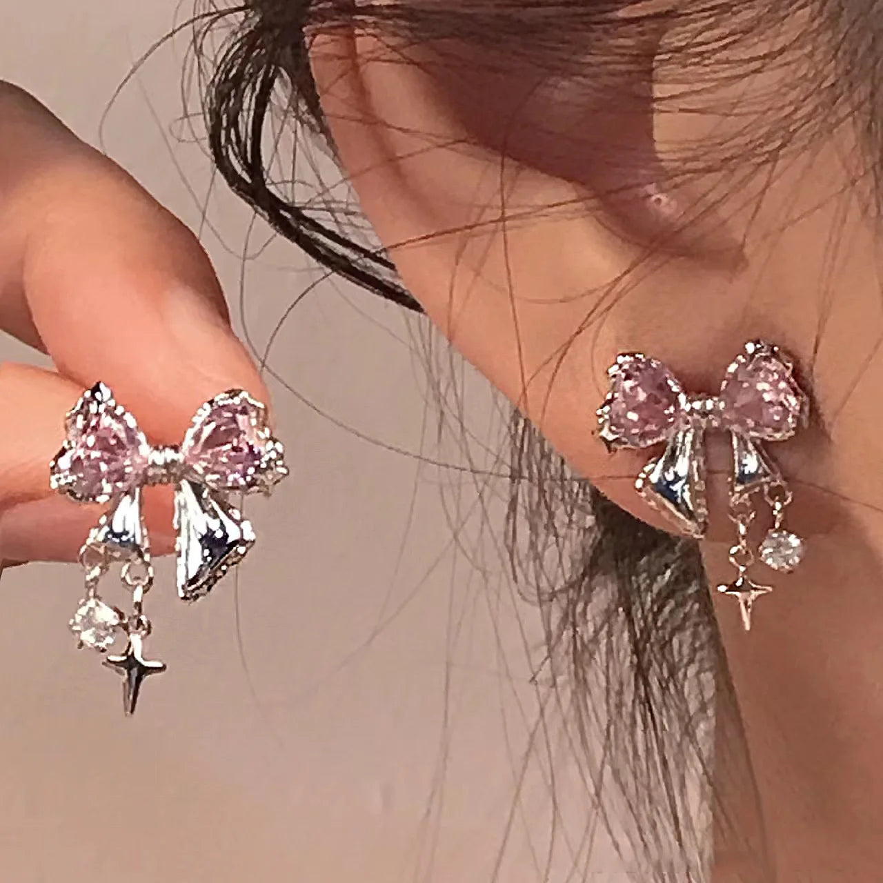Y2K Bowknot Zircon Stud Earrings