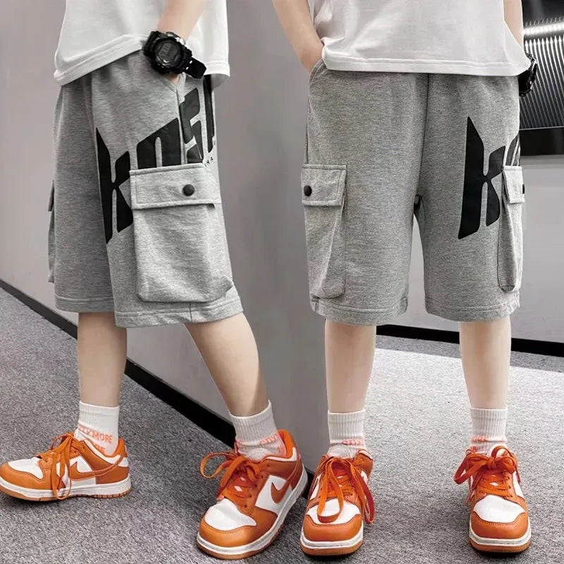 Boys' Lettered Print Cotton Shorts