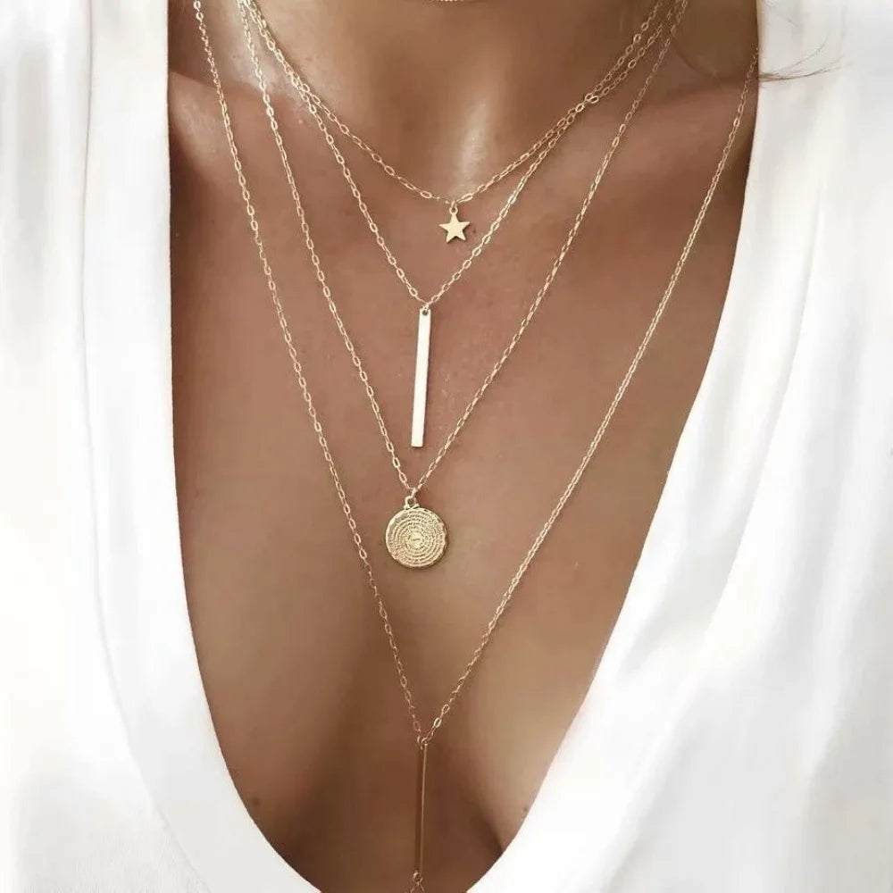 14K Gold Plated Layered Pearl Necklace