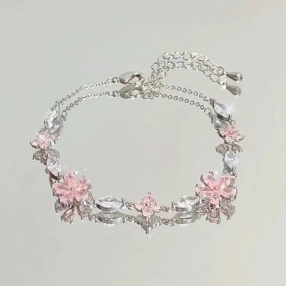 Elegant Crystal Flowers Zircon Bracelet