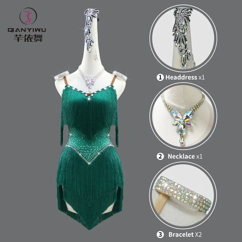 Sexy Latin Dress Women Elegant Dancewear Line Dance Practice Clothes Prom Sport Suit Ballroom Stage Outfit Parties Party Costume