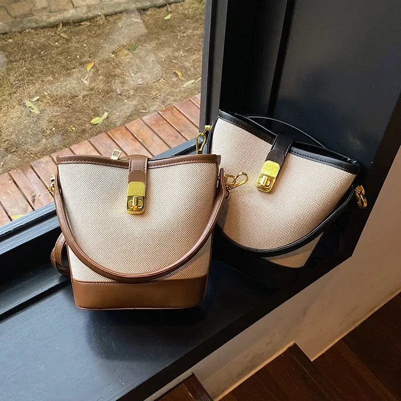 New Canvas 3D Bucket Crossbody Bag