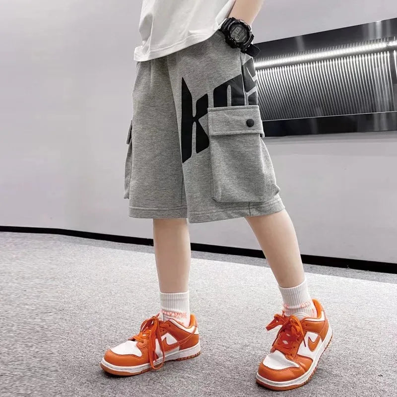 Boys' Lettered Print Cotton Shorts