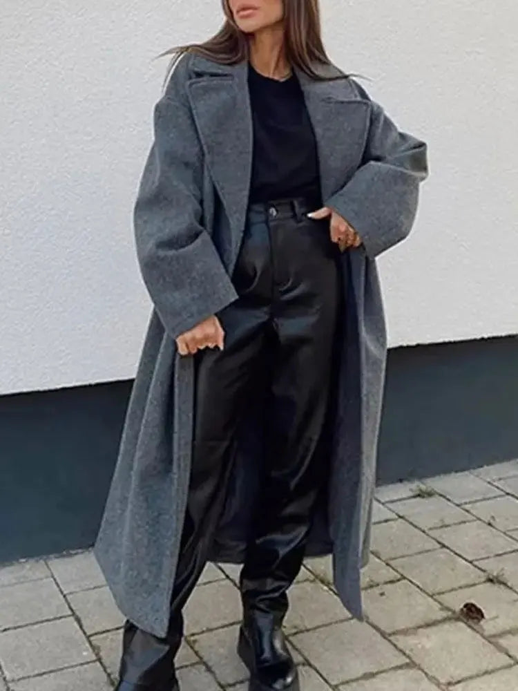 Winter Coat For Women 2024 Solid Lapel Double Breasted Long
