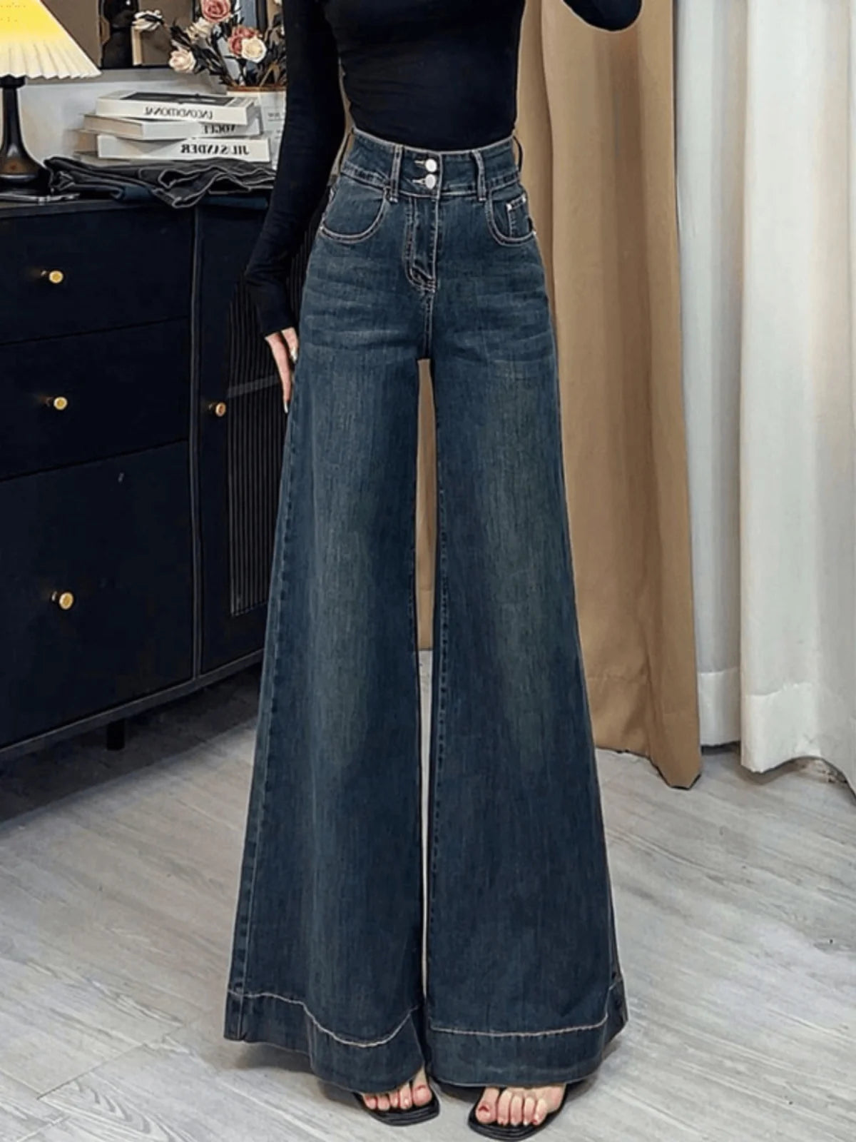 High Waist Wide Leg Retro Jeans