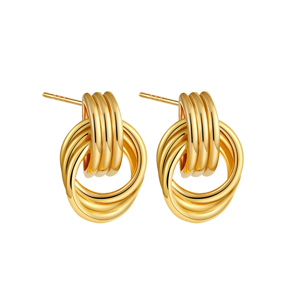 Vintage Three-Layer Mini Knot Stud Earrings