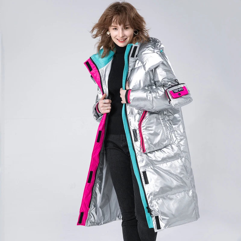 Winter Clothing Glossy Waterproof Coat Women