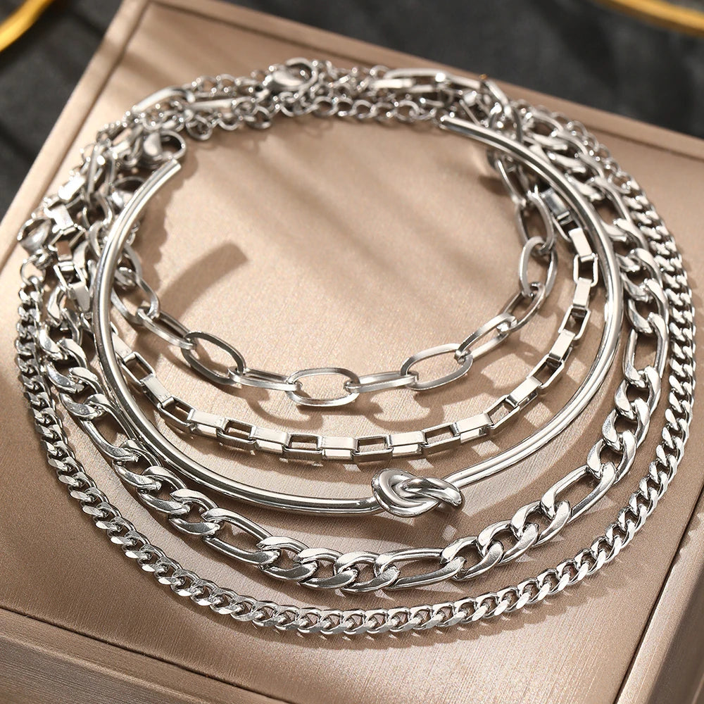 Multi-Layer Stainless Steel Snake Chain Bracelet