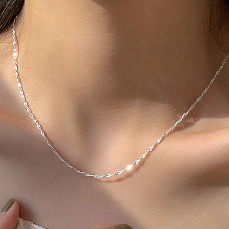 Sterling Silver Water Wave Necklace