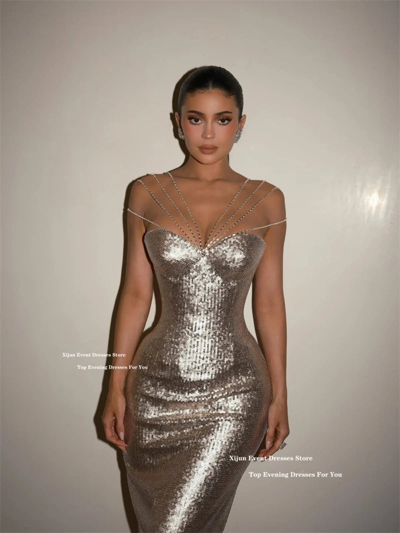 Xijun Sexy Silver Mermaid Evening Dresses