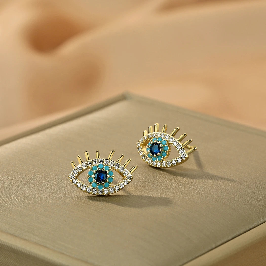 Laser Carved Stainless Steel Eye Earrings