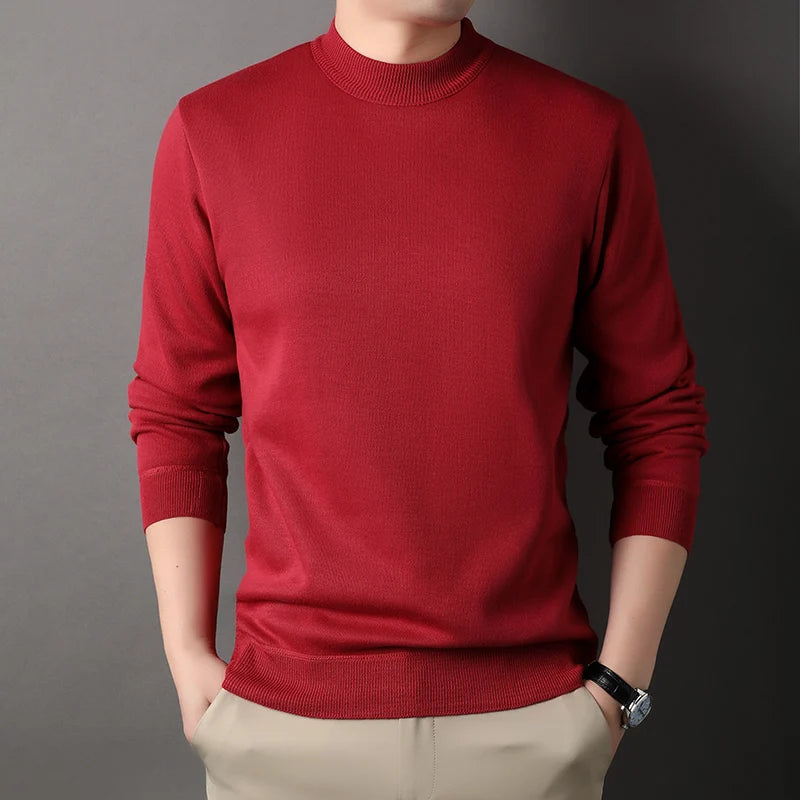 Men's Fleece Knit Round Neck Sweater