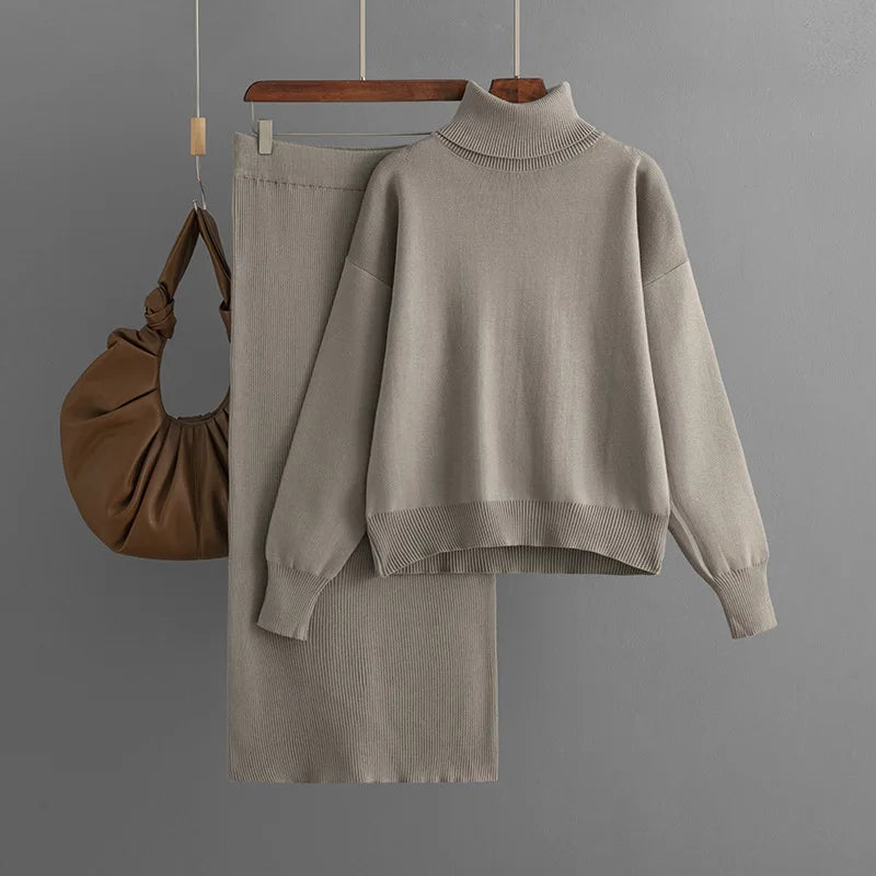 Winter Clothes Women Knitted Skirt Suit New Fashion