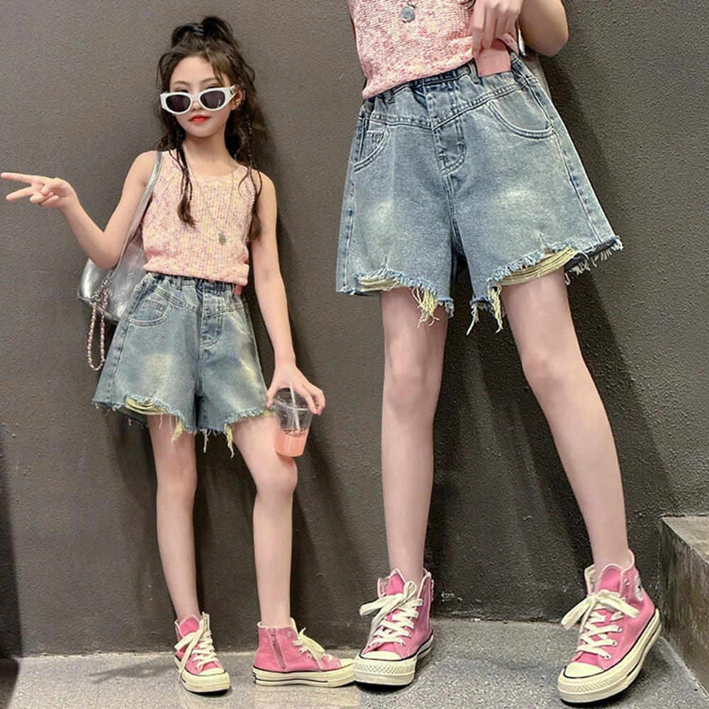 Girls' Ripped Denim Shorts