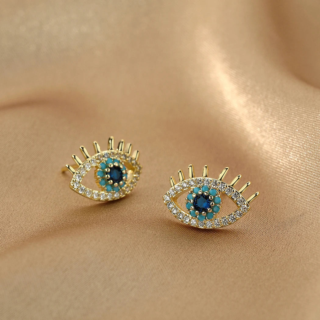 Laser Carved Stainless Steel Eye Earrings
