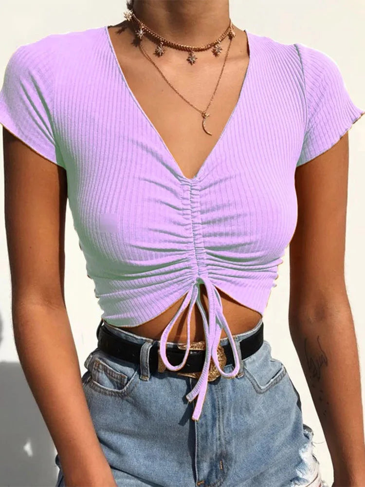 Sexy V Neck Cropped Tank Top