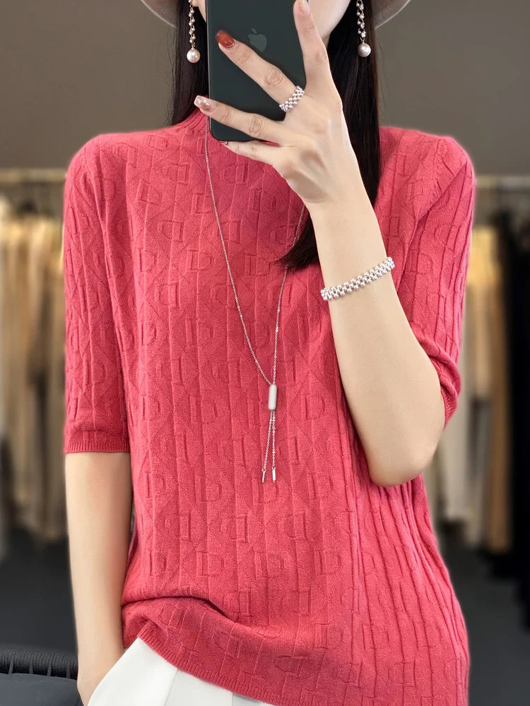 Women’s Diamond Letter Design Knit Sweater