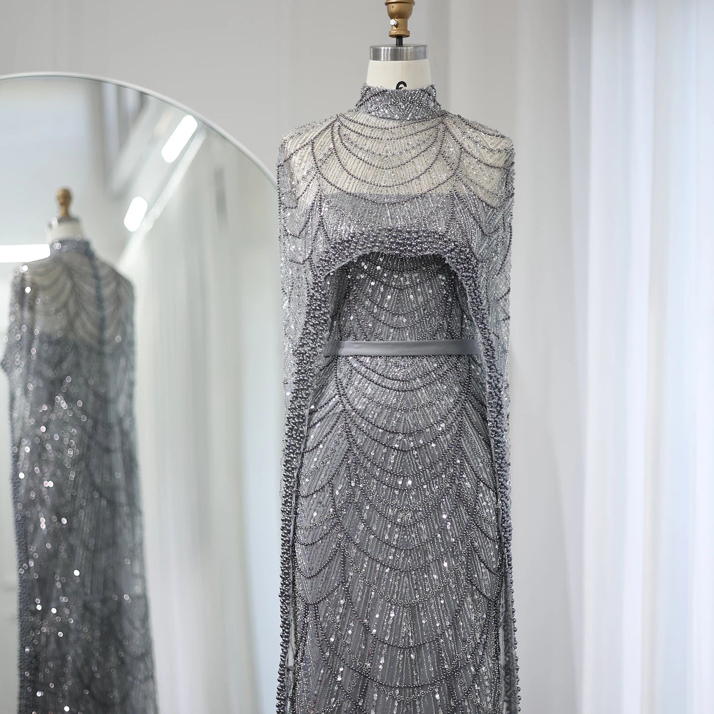 Sharon Said Luxury Pearls Dubai Champagne Evening Dresses