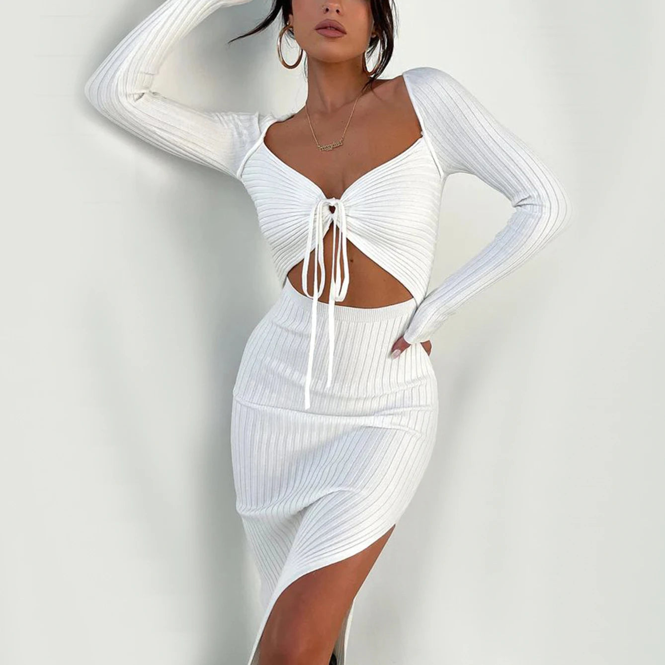 Women's Sexy Dress Tight Fitting Long Sleeved Elegant Party Women's Clothing 2025 Summer Fashion Slim Fit Nightclub Clothing