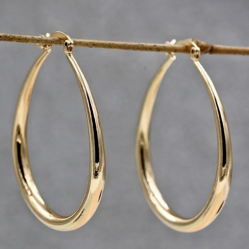 Shine Gold Color Hoop Earrings