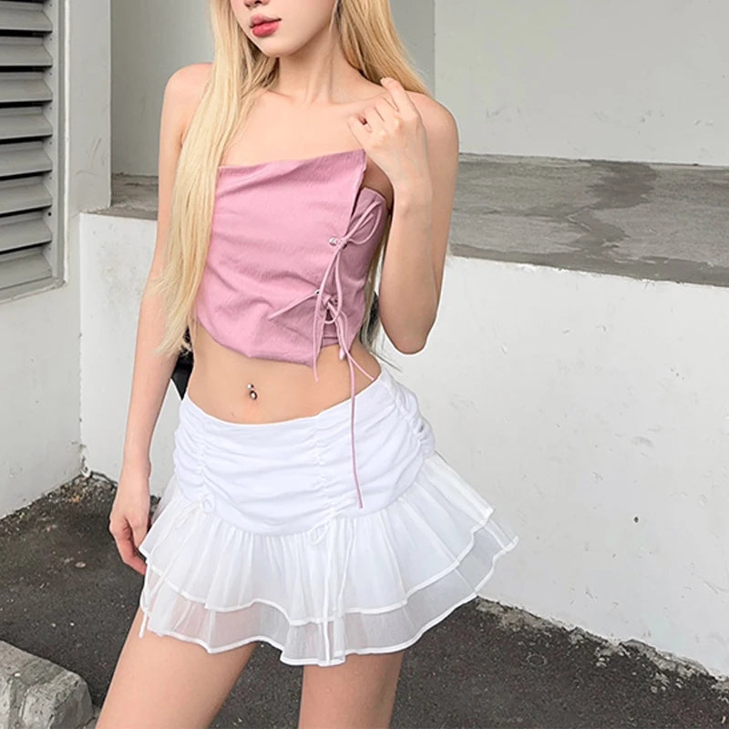 Sexy Solid Pleated Mini Skirt for Women