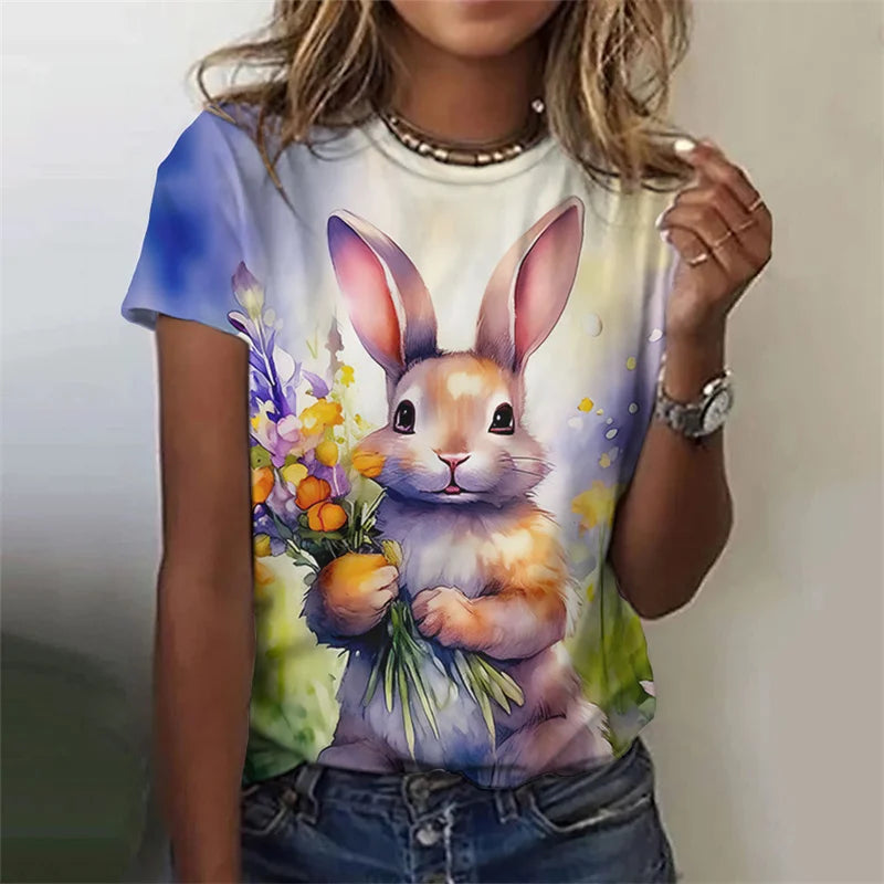 Cute Rabbit 3D Print T-Shirt