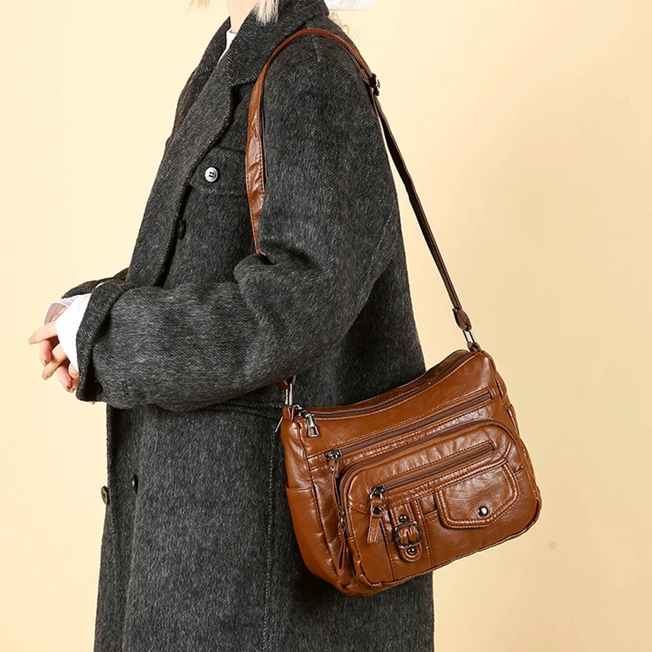 Retro Soft PU Leather Crossbody Bag