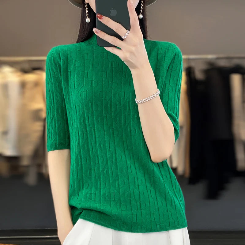 Women’s Diamond Letter Design Knit Sweater