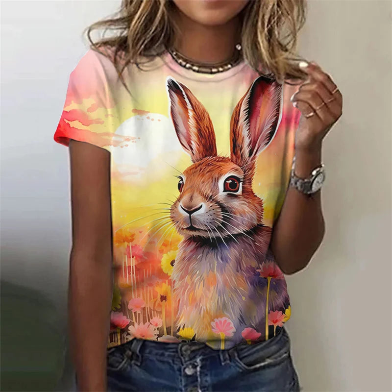 Cute Rabbit 3D Print T-Shirt