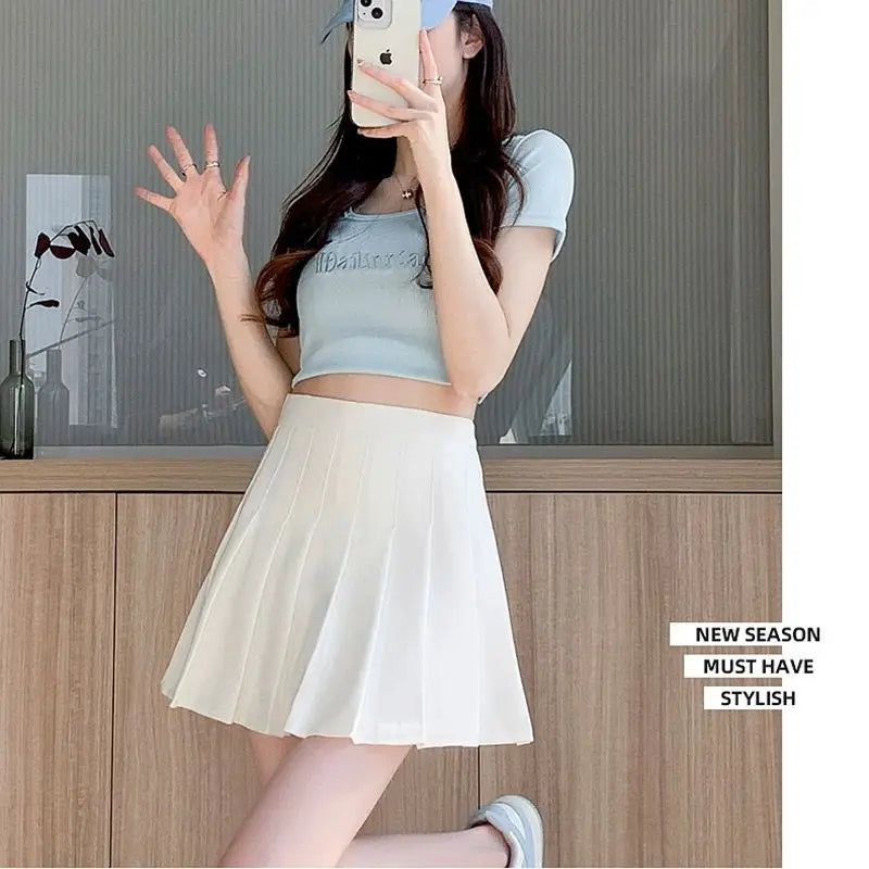 Women's High-Waist Pleated Mini Skirt