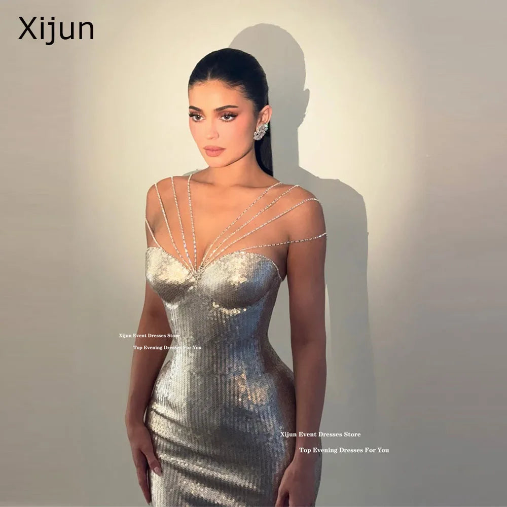 Xijun Sexy Silver Mermaid Evening Dresses