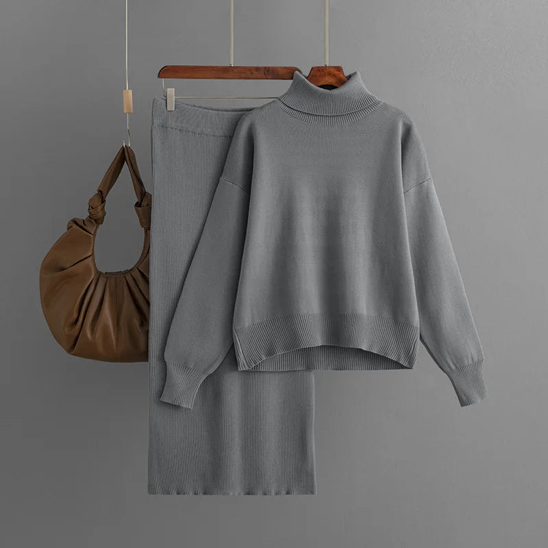 Winter Clothes Women Knitted Skirt Suit New Fashion