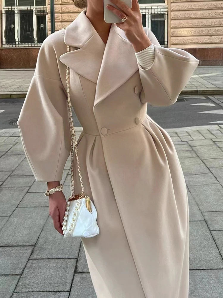 Winter Coat for Women Elegant Lantern Sleeve