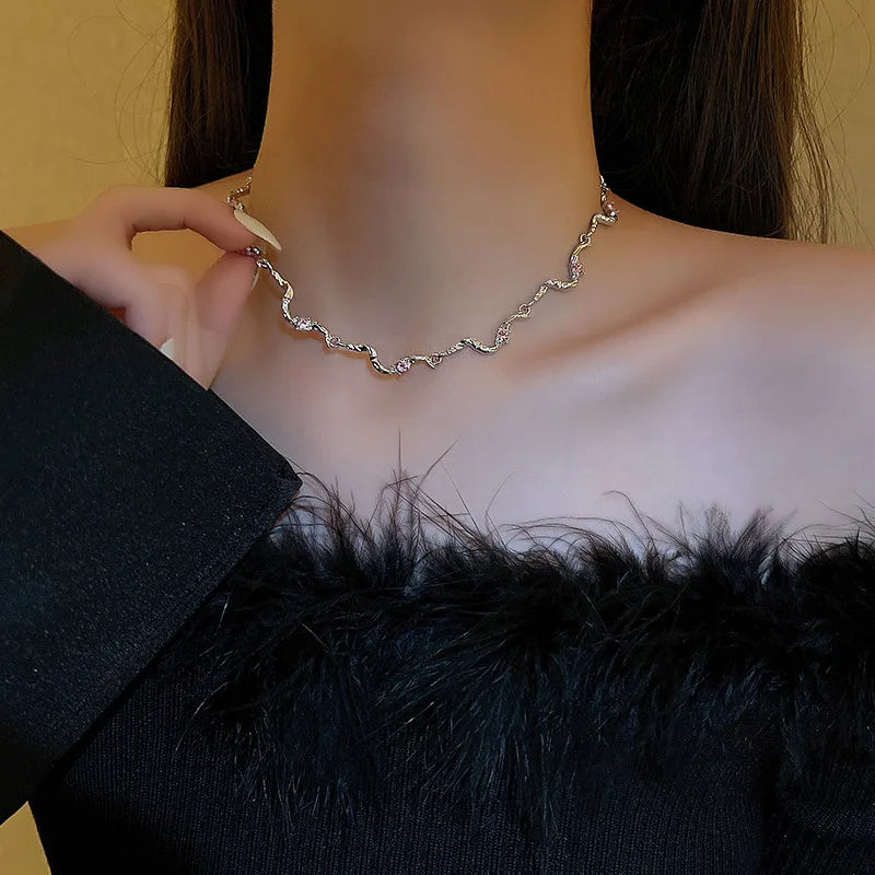 Luxury Heart Shaped Zircon Pearl Necklace