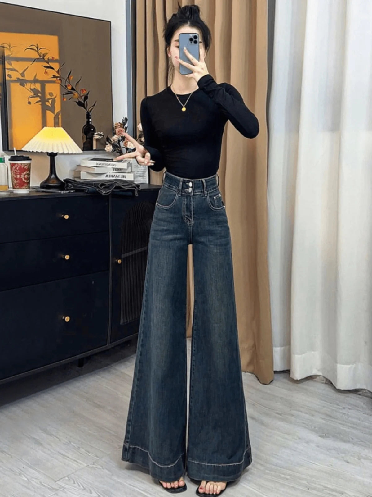 High Waist Wide Leg Retro Jeans