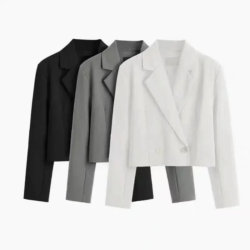 Elegant Slimming Cropped Suit Jacket for Women