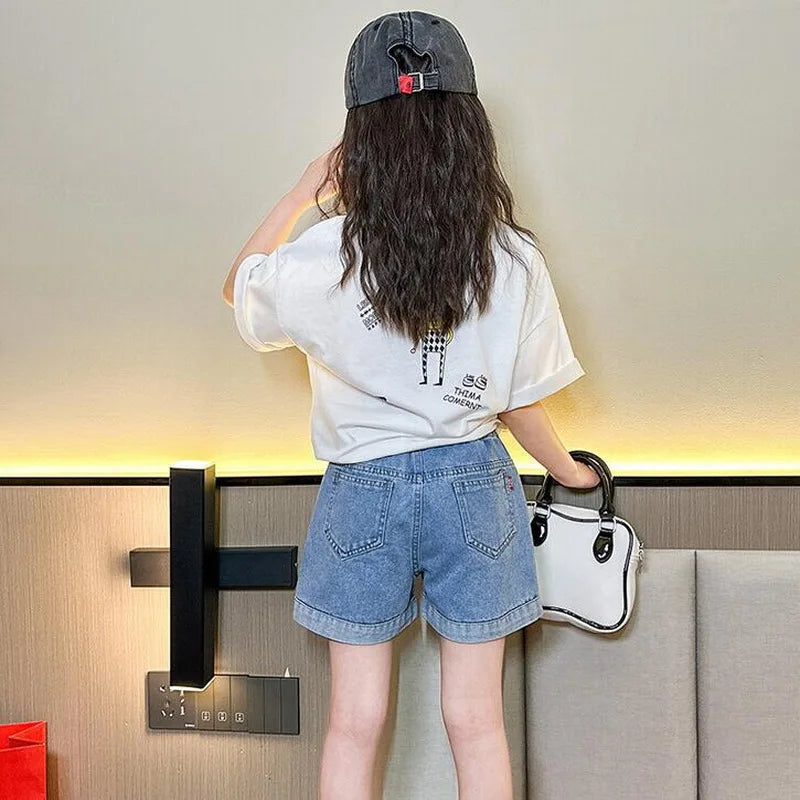 Girls' Pearl Heart Denim Shorts