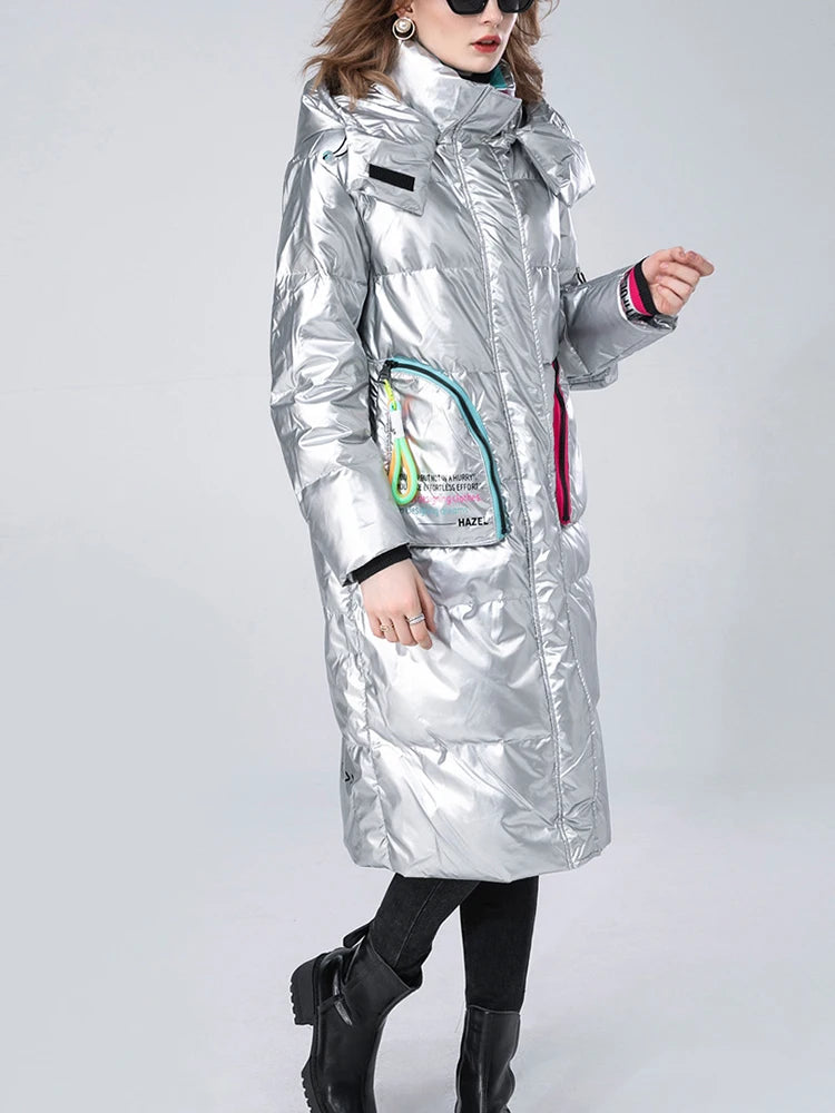 Winter Clothing Glossy Waterproof Coat Women