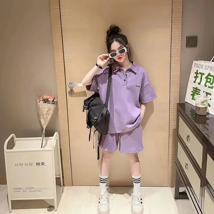 Teen Girls' Short Sleeve 2-Piece Sports Set